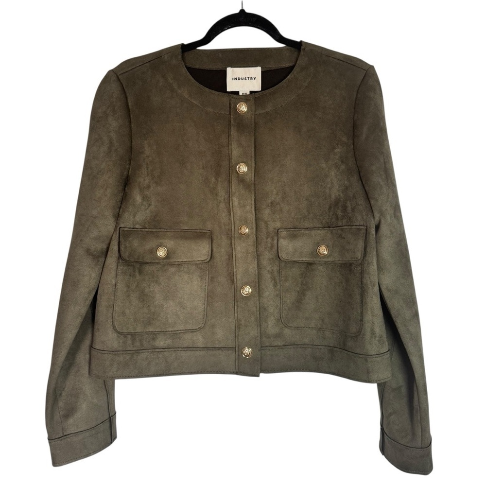 NWT Industry Women's Olive Green Medium Faux Suede Jacket Blazer